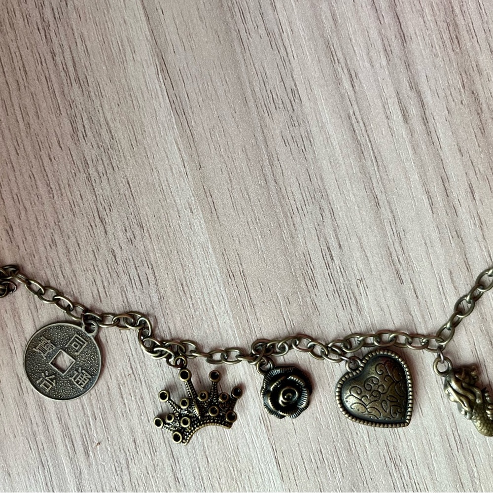 Vintage Brass Charm Necklace - Picture 2 of 3